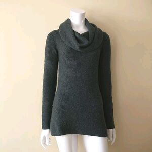 Autumn Cashmere Long Sweater Tunic Women XS Green 100%Cashmere Cowl Neck Luxury